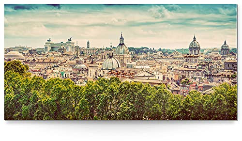 BilderKing Impostantes XXL Acrylglasverbund-Bild 180x90cm, Rom, Retro als Panorama hinter 8mm Acryl gedruckt. Motiv Skyline als Acrylbild für Wohnzimmer, Schlafzimmer
