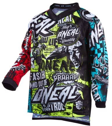 O'NEAL | Motocross-Shirt langarm | Kinder | MX MTB Mountainbike | Leichtes Material, ergonomischer Slim Fit Schnitt für perfekte Passform | Element Youth Jersey Wild V.22 | Multi | L