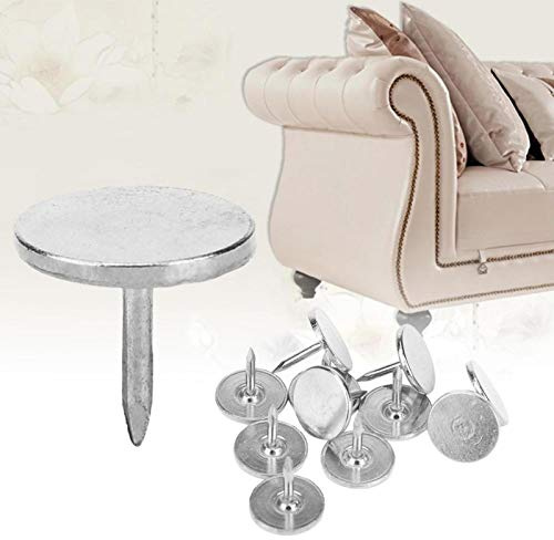 HERCHR 100 Pezzi Chiodi Decorativi per Lavagna Sughero Mobili, Chiodi per tappezzeria con Testa Piatta per mobili, divani, Testiere(9mm-Argento)