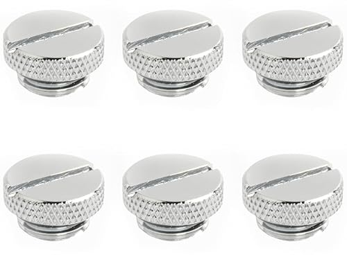 Dracaena 6 pack G1/4 thread, Thin water Stop Plug Fitting with Coin Slot for Computer water cooling System, durable brass/copper material, Silver