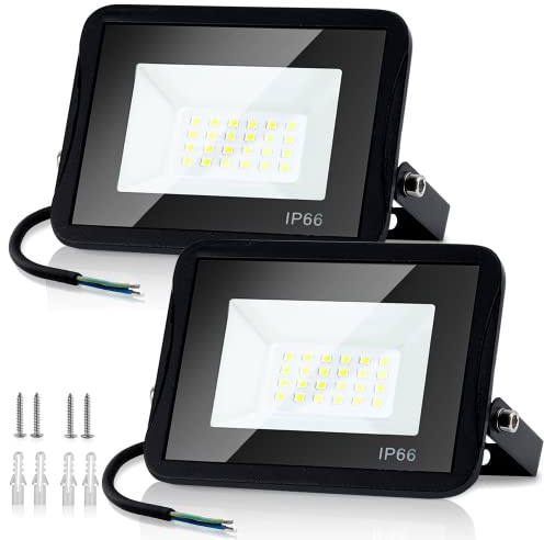 Randaco Lot de 2 Projecteur LED Exterieur 30W 2550LM, Spot LED Extérieur Puissant IP66 Etanche, Spot d'extérieur Eclairage de Sécurité 3000K Blanc Chaud pour Terrasse, Jardin, Cour, Parc