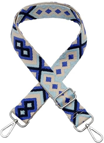 ZYLDK Justerbar axelrem fickrem bred axelrem axelrem axelrem herr väskrem dam tillbehör bärrem justerbar längd för axelväska bärväskor och handväskor, C Blå, Silver Clasp