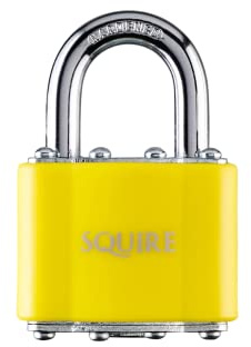 Squire Medium Duty Padlock (35 CLR Yellow) - Toughest Open Shackle Coloured Padlock - Covered Laminated Steel for Corrosion Resistance - Weatherproof Lock for Home, School & Shed (Yellow, 44 mm)