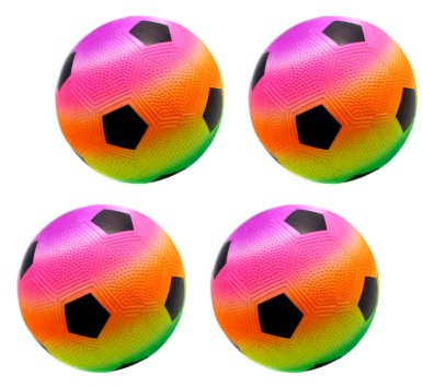 MAGIC SELECT 4 Palline in PVC Giocattolo per Bambini. Pallone da Calcio Gonfiabile con Arcoíris. Palla Morbida per Bambini. Pallone da Gioco, Parco, Piscina, Vacanze. Diametro 23cm