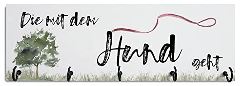 Interluxe Leinengarderobe - Die mit dem Hund geht - Hundegarderobe Wandhaken Hundezubehör Hundeleine Auhänger