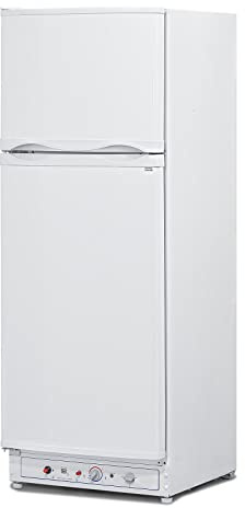 Smad Gas Kühlschrank mit Gefrierfach, Gas/230V, Leiser Kühlschrank, Kühl-Gefrierkombination (203L+62L), für Gîte, Garage, Camping, Wohnmobil, 265L, Weiß