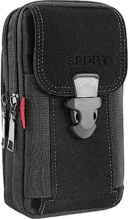 Gürteltasche Herren Multifunktionale Gürtel Handytasche Große Smartphone Tasche Handygürteltaschen Belt Bag Gürtel mit Karabiner Arbeit Taktische arbeitstasche Tasch für Wandern, Camping (Schwarz)