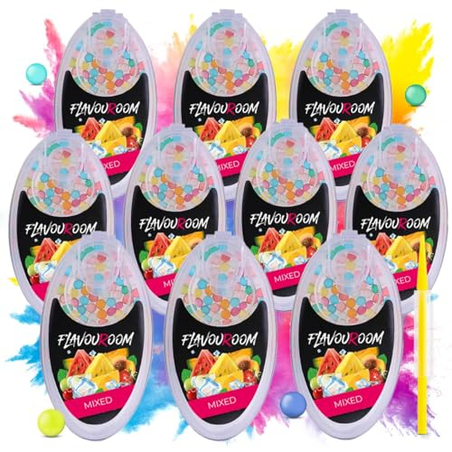 Flavouroom Premium MIX Kapseln 1000er Set | 10 Geschmacksrichtungen à 100 Kugeln für unvergesslichen Flavour Geschmack | inkl. Box zur Aufbewahrung der aromatischen Click Kugeln