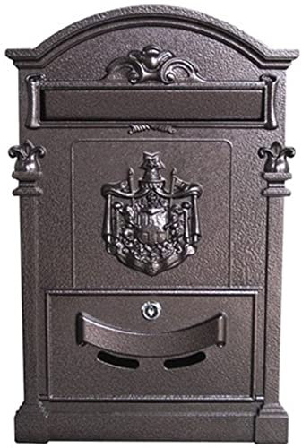 VURETO Briefkasten für Außenwand, Briefkasten mit großer Kapazität, Wandbriefkasten im Vintage-Finish mit Schloss und 2 Schlüsseln, dekorativer Paketbriefkasten for Gartenwohnhäuser (Farbe: Braun)