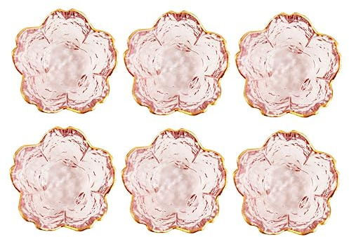 Ciieeo Set 6 Pezzi Piatti Frutta in Vetro Porpora a Forma di Fiore, Ciotole per Snack e Portagioielli, Design Decorativo Unico per Ufficio e Regali Housewarming