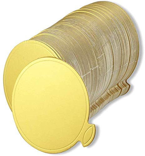 Grendly Mini Runde Gold Karton Kuchenunterlage, Moustach-Teller, 100 Stück Pappteller rund Pappuntersetzer Dessertteller