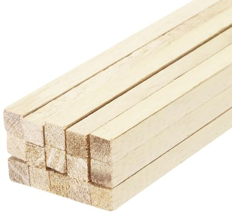 QUARKZMAN Bastoni Quadrati in Legno, 9.84x0.12x0.12 Bastone per Tasselli Bastoncini in Legno Duro Non Rifinito Bastoncini per Ramoscelli Artigianali per Artigianato Fai-Da-Te Pz15