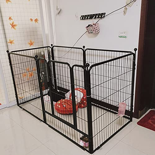 Hundelaufstall, Hundestall, Haustierlaufstall, Kleintierlaufstall, 4-teiliger Haustierlaufstall für kleine Hunde und Katzen, 60 x 60 cm, 80 x 80 cm (schwarz, 60 x 60 x 60 cm, geeignet für 3 kg)