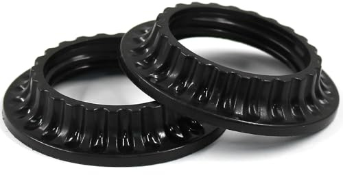 Bonsicoky 2 PCS Lamp Shade Collar Rings - E26 Light Socket Collar - Black Shade Retainer Ring Replacement Adapter - ID: 34mm/1-3/8
