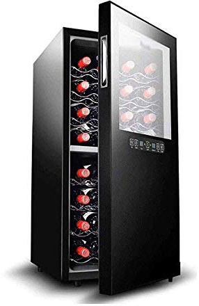 YIHANSS Frigorifero-White & Red Chiller Countertop Cooler-Mini Frigorifero per Vino Compatto Indipendente, capacità 32 Bottiglie, Controllo Digitale, Porta in Vetro