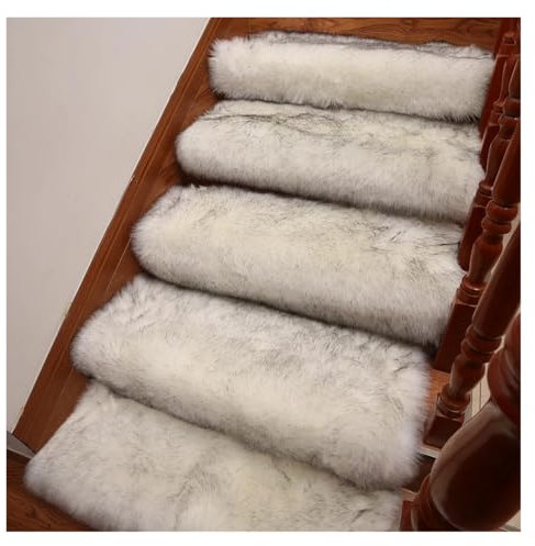 WJLYDM Stufenmatten Soft Fluffy Plush Stair Treads Carpet Rectangle Non-Slip Rug Floor Mat for Living Room Bedroom Stair Decor Safety Mute Step Rugs FüR Treppen(QA-8,25x85 cm)