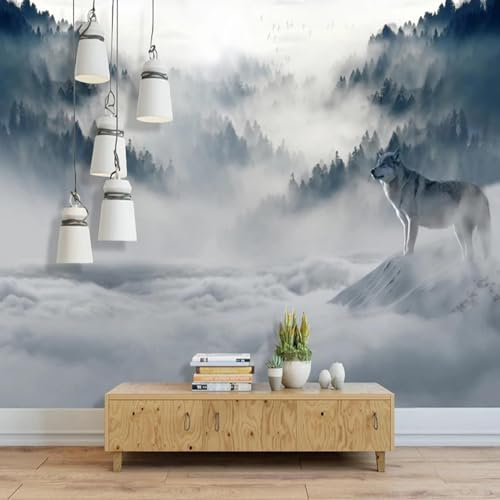 MIXUEXUNLU 3D Wallpaper Modern Fog Wolf Animal Photo Mural Living Room Bedroom Home Decoration Wallpaper Wall