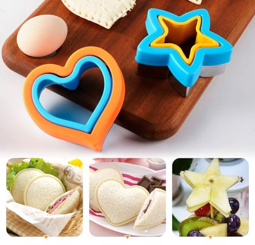 Generic Juego de cortador y sellador de sándwich, formas de corazón y estrella, 2 piezas