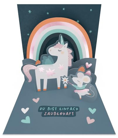 Grafik Werkstatt |Pretty Pop-Up Mini-Karte | dreidimensional | Geburtstag Kind | Einhorn