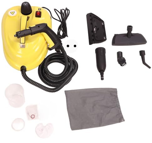 Gearwell Pulitore a vapore Macchina per la pulizia ad alta temperatura portatile ad alta pressione da 5 bar per mobili per auto Vapore per auto portatile con set di testine