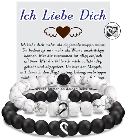 PDTU Partner Geschenke für Beide, Partner Armbänder für Paare, Ich Liebe Dich Geschenke für Mann Frau zum Valentinstag, Jahrestag Geschenk für Partner Damen Herren zum Hochzeitstag Geburtstag