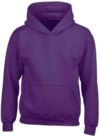 FAIRY BOUTIQUE® Kids Unisex Plain Fleece Pullover Hoodie - Boys Girls Hooded Top Sweatshirt With Kangaroo Pocket (Purple, 9-10 Years)