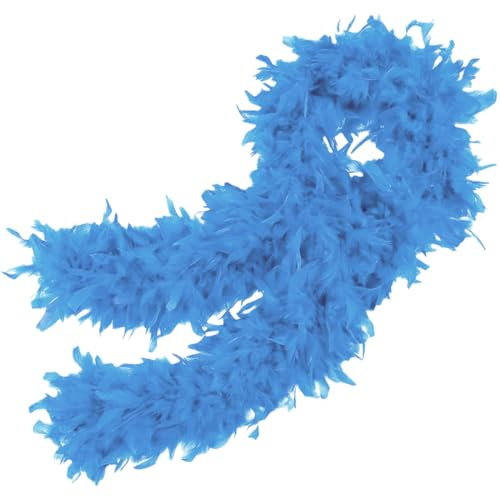 NHQ Boa Piume Blu,2 M,Vestiti Anni 20,Piume Azzurro Cielo,Piume Decorative,Piume Colorate,Decorazione Sciarpe,Accessori Anni 20 Donna,Charleston Costume Donna per Festa in Abito da Sposa,Carnevale