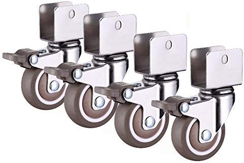 Ruedas giratorias universales de Goma con zócalo de férula y Frenos, 4 Unidades, 15 y 2 Pulgadas, silenciosas, para Muebles, sillas de Oficina y Andamios