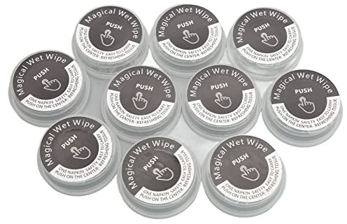Lot de 10 lingettes humides compressées individuelles portables pour le nettoyage des mains en extérieur