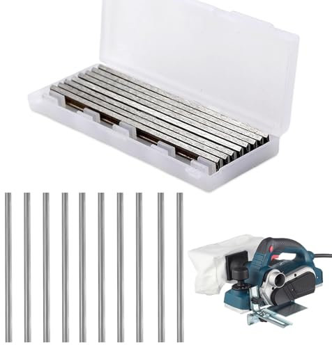10 Stück Hobelmesser,Hobelmesser 82mm,Hobelmesser Set,Professional Holz Ersatzmesser Wendeklingen,Elektrohobel ManganstahlKlinge,für Bosch Hobel, Handhobel, Holzbearbeitungsmaschinen(82x5,5x1,2mm)