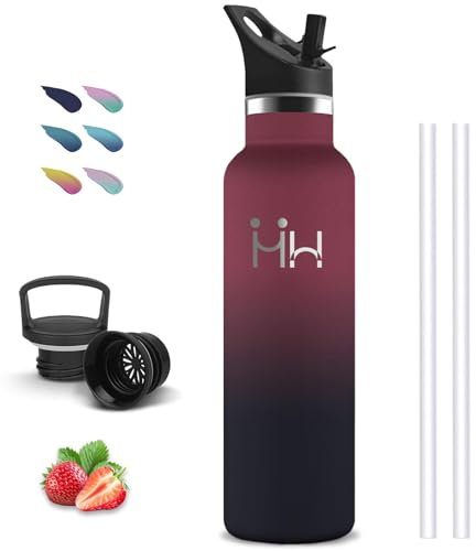 Gourde Isotherme, Gourde 1l, Sans BPA, Gourdes Inox, Anti Fuite, Gourdes Metal, Double Isolation, Gourd Sport, 24h Froid & 12h Chaud, Gourd Acier Inoxydable, pour Randonnée, Voyage, Camping, Yoga