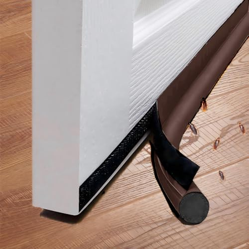 Midslinee 1 Piezas 96cm Marrón Burlete de Puerta Autoadhesivo para Puerta, Burlete para Puerta, Protección contra la Intemperie, Insonorizado, Tapa Juntas para Puertas, Junta Inferior