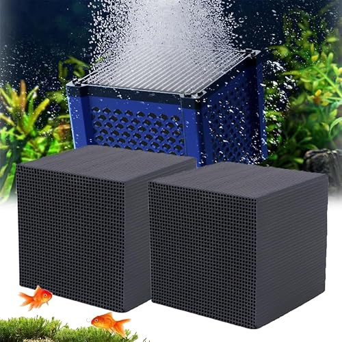 2PC Aktivkohle Tabletten - 10*10*10 cm Filter Cube Aktivkohle Wasserreinigungsfilter, Aktivkohlefilter Wasser, Filtercube, Wassertrog Reinigungswürfel, für Teiche, Fischtank, Pferdewassertrog-Reinigu