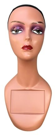 harayaa Tête de mannequin, présentoir de perruques, avec maquillage, présentoir de bijoux réaliste, buste de mannequin pour accessoires de beauté, lunettes, Style C