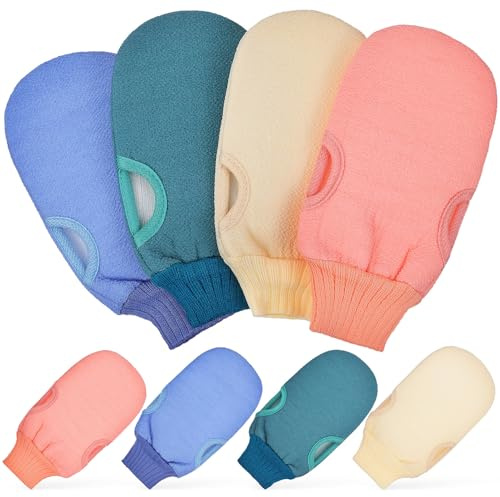 Anneome Moufles Exfoliants Effet Massage en Polyester 8 Pièces de Bain Corps Facile à Utiliser pour Femmes et Hommes