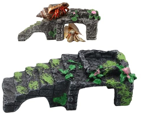 Juguetes de cangrejo ermitaño – Juguete de escalada de hábitat de cangrejo ermitaño con cuenco de agua, accesorios de alimentación, decoración de tanque para jaula, lagartos relajantes, dormir, jugar