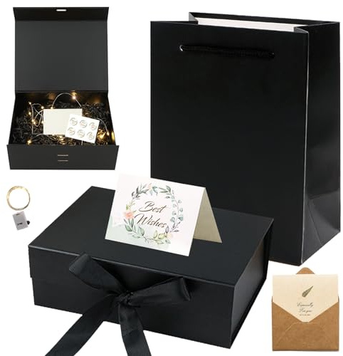 Magnética Caja de Regalo de Cartón,Caja de Regalos Premium 32.5x23x10.5 cm,Cajas de Regalo con Tapas,Cartón de Regalo Con Tapa,para Envoltorio de Boda de Cumpleaños de Navidad