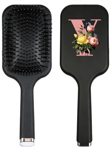 Spazzola per capelli a pagaia da donna A-Z stampata spazzola districante per capelli lisciante e lisciante per capelli bagnati e asciutti naturali forniture per saloni di capelli (Y)