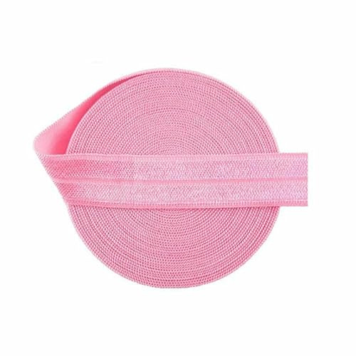 5 10 Yards 5/8 15mm Solid Shiny FOE Fold Over Elastics Spandex Satin Band Hair Tie Headband Dress DIY Sewing Trim-18 Geranie Pink-15mm-5 Yards