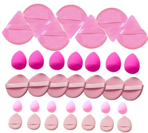 Juego de Esponjas de Maquillaje – 35 Piezas Reutilizables | Borlas para Polvo Aplicadores de Belleza | Para Base Líquida, Polvos, Corrector Crema