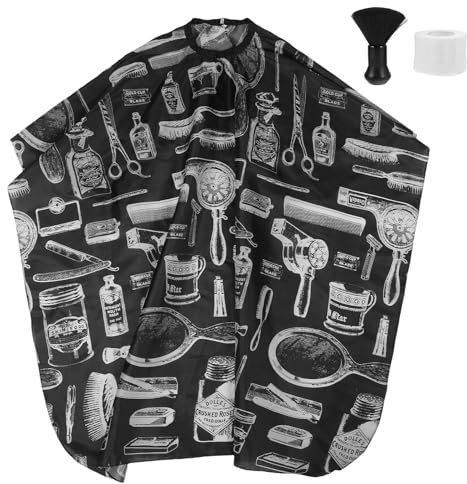 OSALADI Set Grembiuli da Parrucchiere Professionali con Spolverino per Collo e Carta Protettiva Mantelle da Salone Traspiranti per Taglio Chioma Accessori da Barbiere per Uso Domestico