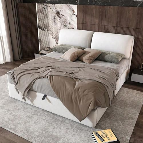 Sairedel Cómodo sistema de almacenamiento debajo de la cama 180x200 - sofá, 3 cajones y pecho grande, beige (sin colchón)