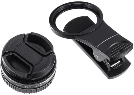 FRCOLOR Obiettivo Macro per Fotocamera Telefono 15x 37mm in Lega di Alluminio Nero Rivestimento Multistrato Antiriflesso per Foto Nitide e Grandangolo, Accessorio per Smartphone