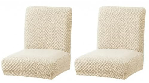 Premium Barhocker Bezug Stuhlhussen 2er Set Stretch Hocker Bezug für Kurze | Rückenlehne, Esszimmerstuhl, Hussen, Barhockerbezüge, Waschbar, Beige, Kariert, Hotel, Stuhlschutz, qualitaet, robust