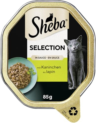Sheba Urval i sås – Kattmat med kanin i sås för vuxna katter – 22 x 85 g kattmat