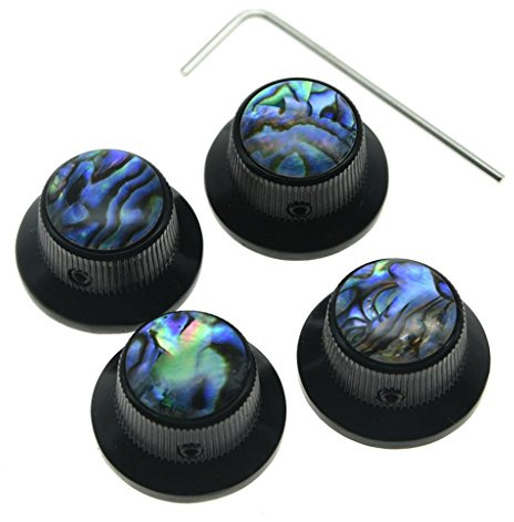 KAISH 4 x Abalone Top Hat Knöpfe mit Schraubenset, Metallglockenknöpfe für Gitarre, Bass, mit 6 mm Schaft