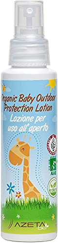 Loción orgánica protectora para uso al aire libre de rápida absorción con aceites esenciales de geranio y lavanda - AZETAbio - Línea Bebés - 100 ml - Made in Italy