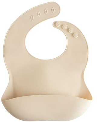 mushie Bavoir en silicone pour bébé - Sable - Réglable - Imperméable