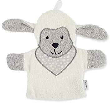 Sterntaler Spiel-Waschhandschuh Schaf Stanley, Größe: 22 cm, Beige (Ecru)