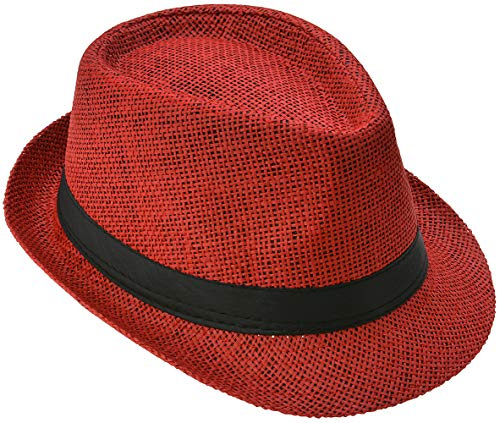 Miobo Strohhut, Fedora für Herren, Damen, Kinder, Trilby-Design, Sonnenschutz